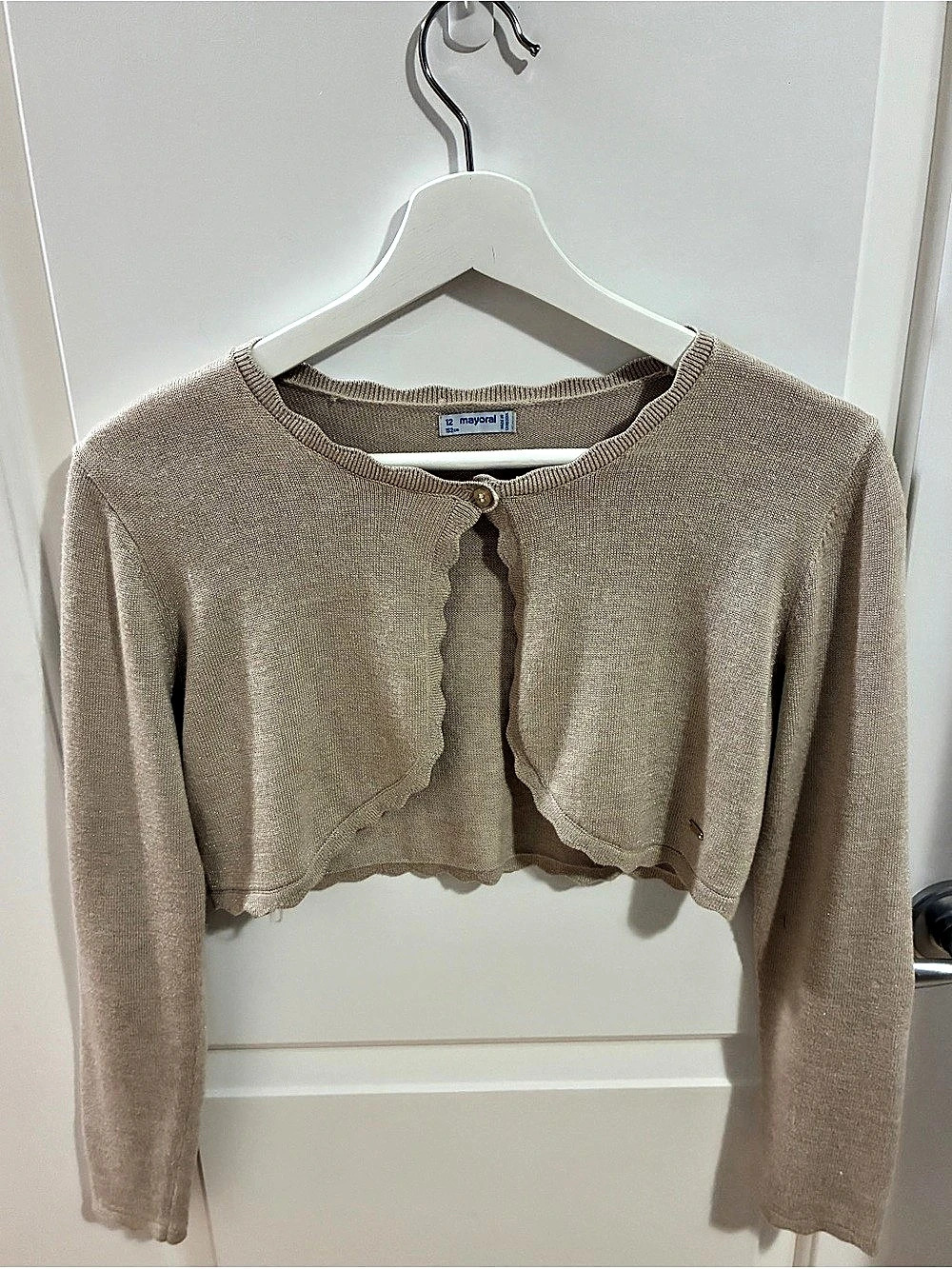 Mayoral Cropped Knit Shrug in Gold Size 12